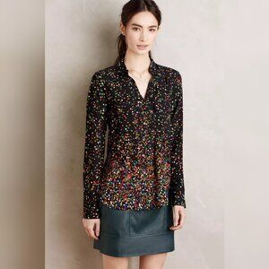 { Anthropologie } Wynwood Button Down Black Confetti